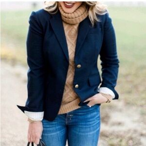 J. Crew School Boy Blazer Navy Blue Gold Buttons Classic Wool Preppy Size 2